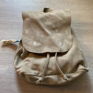 TOMS small suede taupe “embroidered poet” backpack